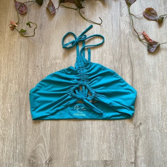Riot Swim Carter ruched halter neck cutout bikini top M - Picture 1 of 3